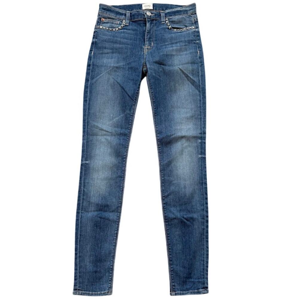 Hudson Nico Super Skinny Midrise Medium Wash Jeans Women 27 Studded Pockets USA